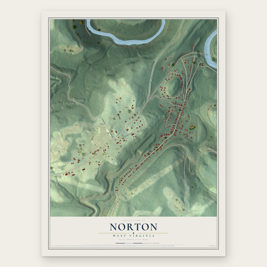 Norton, West Virginia map print, the full design