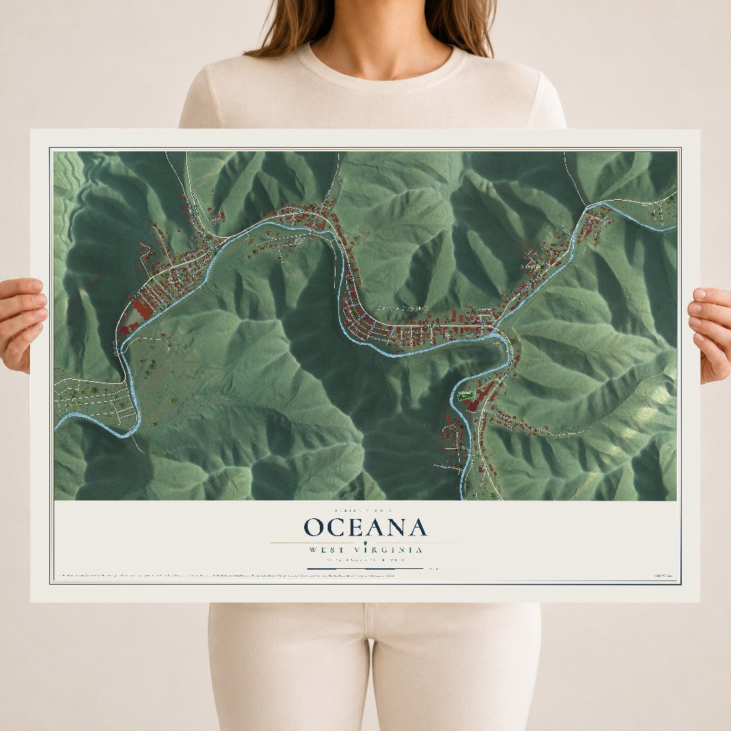 Map of Oceana, West Virginia, 18 x 24 inch unframed archival matte print