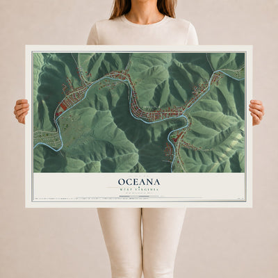 Map of Oceana, West Virginia, 24 x 36 inch unframed archival matte print