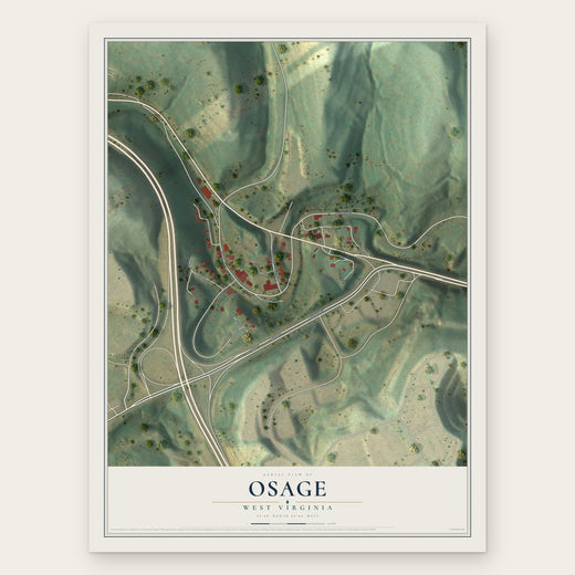 Osage, West Virginia map print, the full design