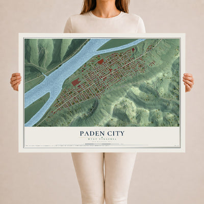 Map of Paden City, West Virginia, 24 x 36 inch unframed archival matte print