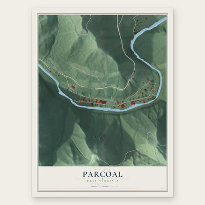 Parcoal, West Virginia map print, the full design
