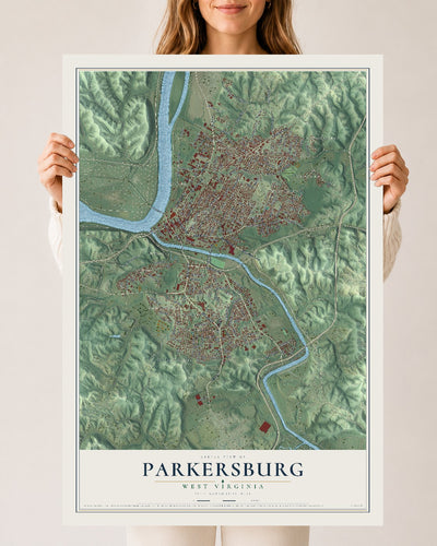 Map of Parkersburg, West Virginia, 24 x 36 inch unframed archival matte print