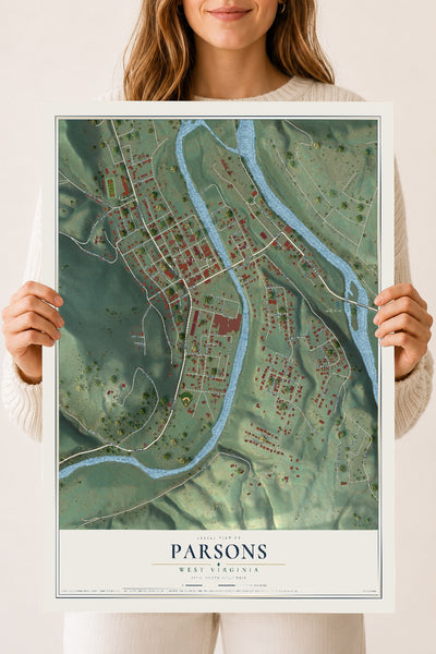 Map of Parsons, West Virginia, 18 x 24 inch unframed archival matte print