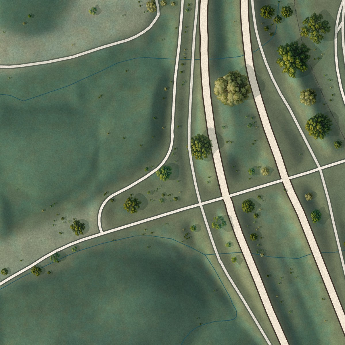 Second close-up of the map of Pax, West Virginia print showing more streets and buildings
