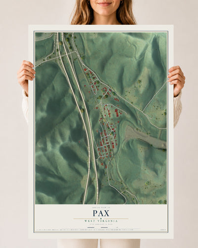 Map of Pax, West Virginia, 24 x 36 inch unframed archival matte print