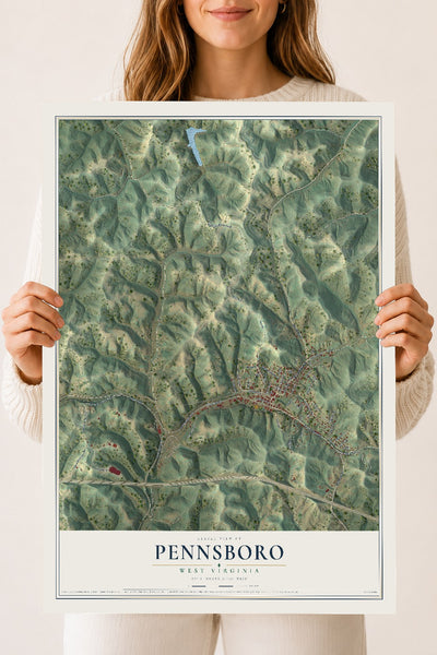 Map of Pennsboro, West Virginia, 18 x 24 inch unframed archival matte print