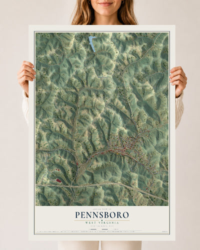 Map of Pennsboro, West Virginia, 24 x 36 inch unframed archival matte print