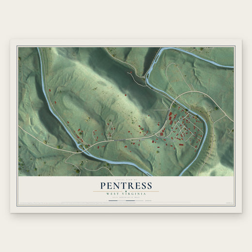 Pentress, West Virginia map print, the full design
