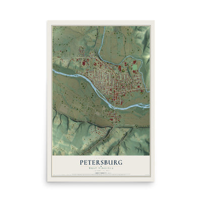 Map of Petersburg, West Virginia, 12 x 18 inch unframed archival matte print