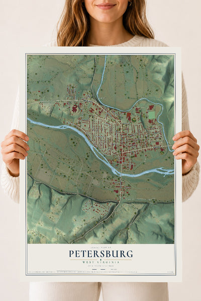 Map of Petersburg, West Virginia, 18 x 24 inch unframed archival matte print