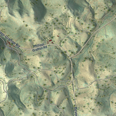 Second close-up of the map of Philippi, West Virginia print showing more streets and buildings