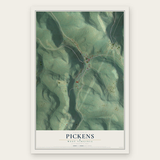 Pickens, West Virginia map print, the full design