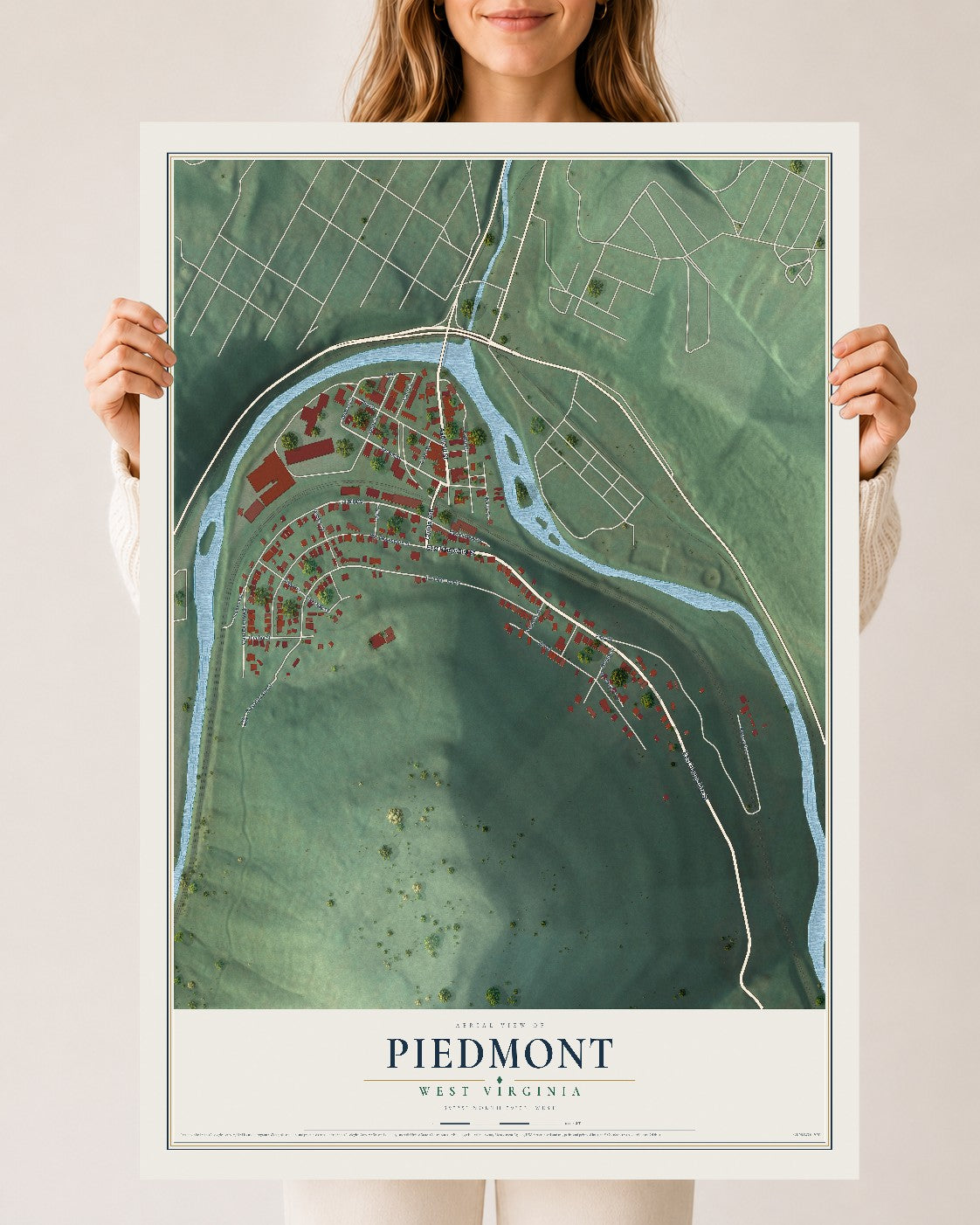 Map of Piedmont, West Virginia, 24 x 36 inch unframed archival matte print