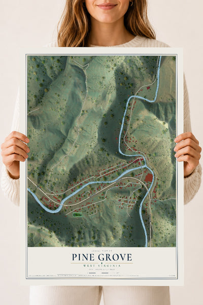 Map of Pine Grove, West Virginia, 18 x 24 inch unframed archival matte print