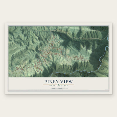 Piney View, West Virginia map print, the full design