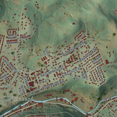 Close-up of the map of Brookhaven, West Virginia print showing street and building detail