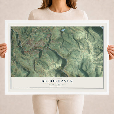 Map of Brookhaven, West Virginia, 18 x 24 inch print in a white wood frame