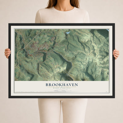 Map of Brookhaven, West Virginia, 24 x 36 inch print in a black wood frame