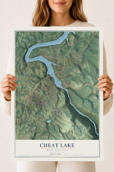 Map of Cheat Lake, West Virginia, 18 x 24 inch unframed archival matte print