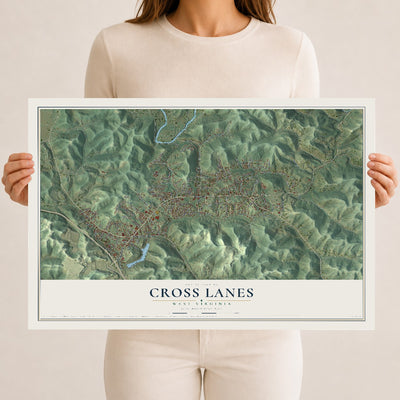 Map of Cross Lanes, West Virginia, 12 x 18 inch unframed archival matte print