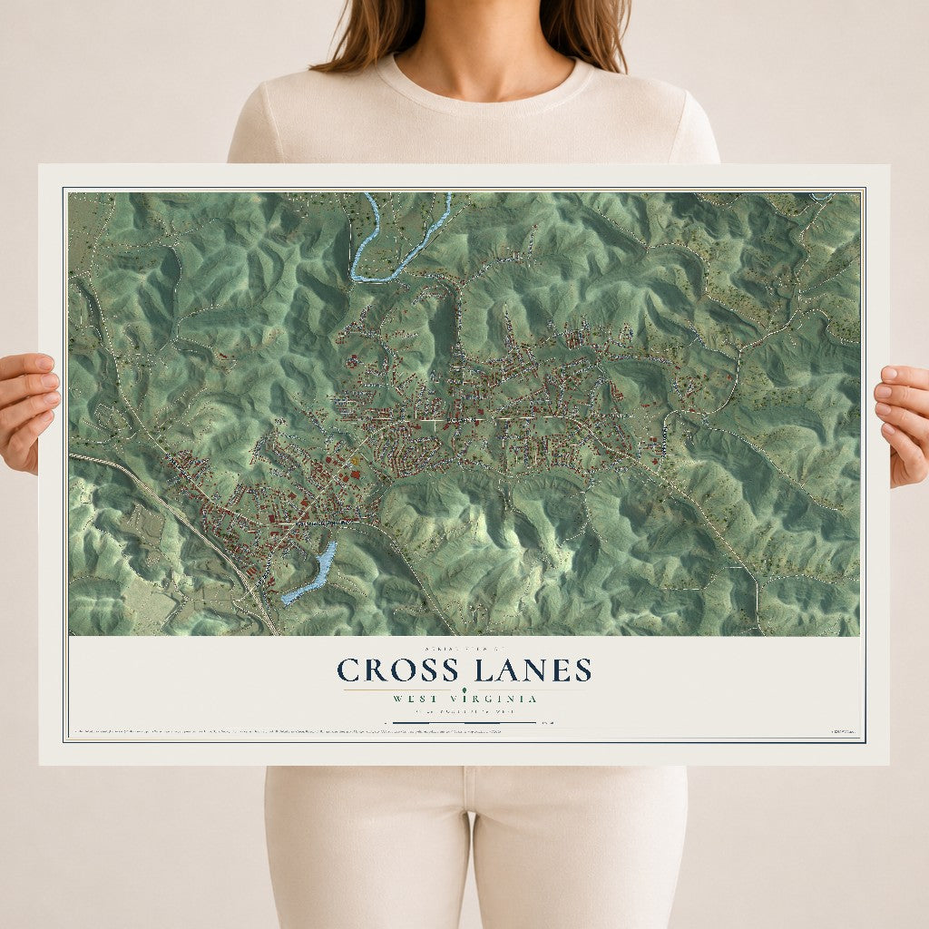 Map of Cross Lanes, West Virginia, 18 x 24 inch unframed archival matte print