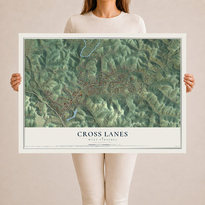 Map of Cross Lanes, West Virginia, 24 x 36 inch unframed archival matte print