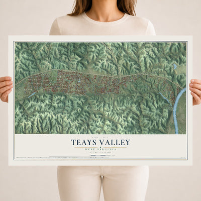 Map of Teays Valley, West Virginia, 18 x 24 inch unframed archival matte print