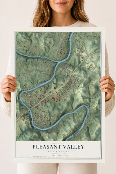 Map of Pleasant Valley, West Virginia, 18 x 24 inch unframed archival matte print