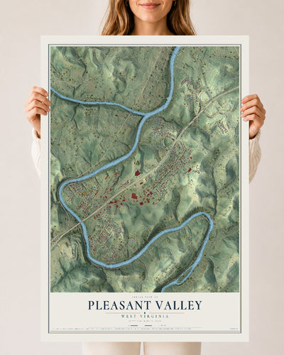 Map of Pleasant Valley, West Virginia, 24 x 36 inch unframed archival matte print