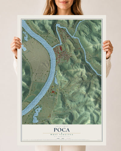 Map of Poca, West Virginia, 24 x 36 inch unframed archival matte print