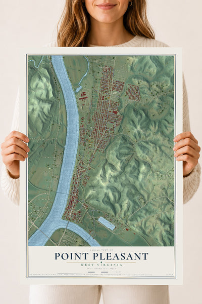 Map of Point Pleasant, West Virginia, 18 x 24 inch unframed archival matte print