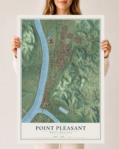 Map of Point Pleasant, West Virginia, 24 x 36 inch unframed archival matte print