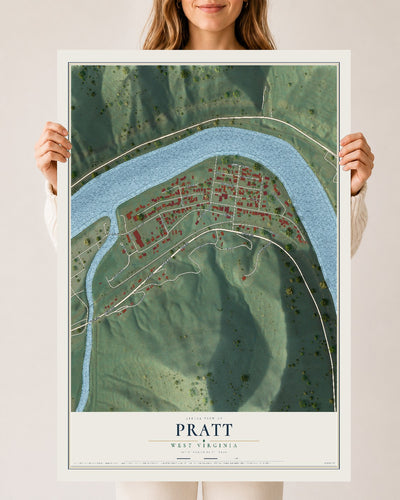 Map of Pratt, West Virginia, 24 x 36 inch unframed archival matte print