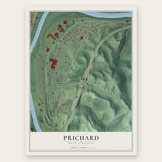 Prichard, West Virginia map print, the full design