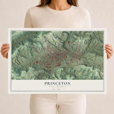 Map of Princeton, West Virginia, 12 x 18 inch unframed archival matte print