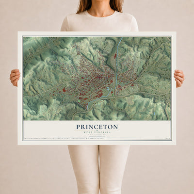 Map of Princeton, West Virginia, 24 x 36 inch unframed archival matte print