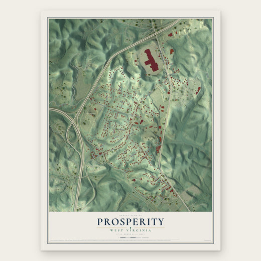 Prosperity, West Virginia map print, the full design