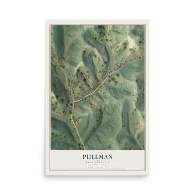 Map of Pullman, West Virginia, 12 x 18 inch unframed archival matte print