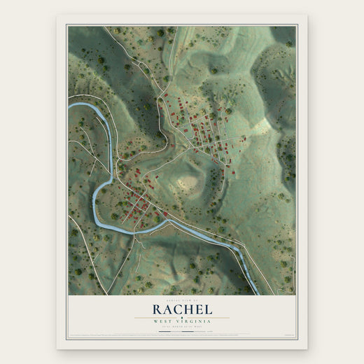 Rachel, West Virginia map print, the full design