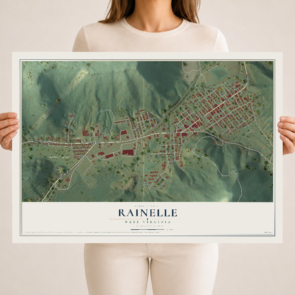 Map of Rainelle, West Virginia, 18 x 24 inch unframed archival matte print