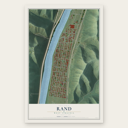 Rand, West Virginia map print, the full design