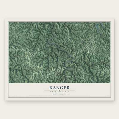 Ranger, West Virginia map print, the full design
