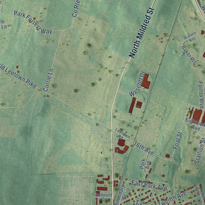 Second close-up of the map of Ranson, West Virginia print showing more streets and buildings