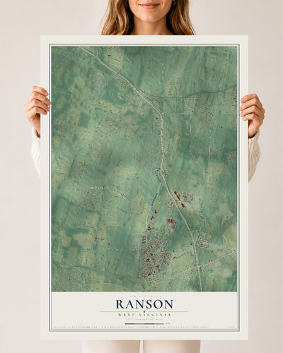 Map of Ranson, West Virginia, 24 x 36 inch unframed archival matte print