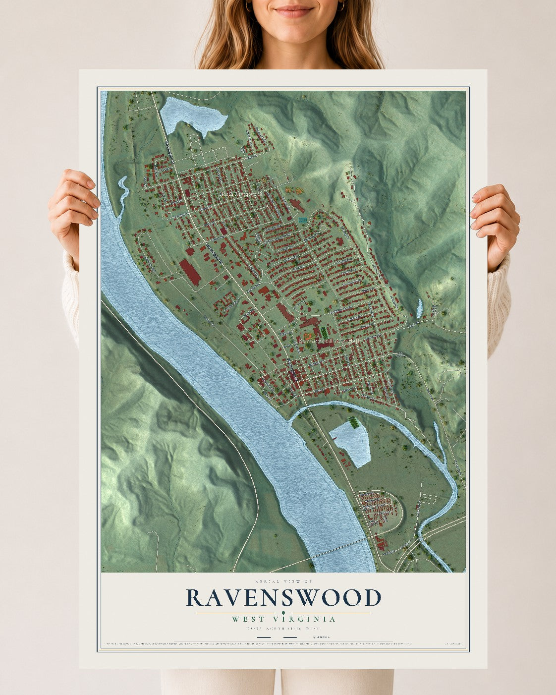 Map of Ravenswood, West Virginia, 24 x 36 inch unframed archival matte print
