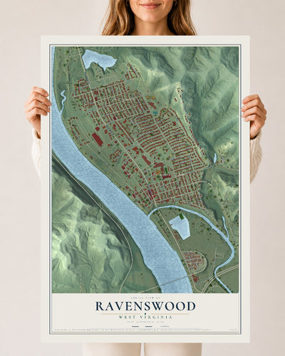 Map of Ravenswood, West Virginia, 24 x 36 inch unframed archival matte print