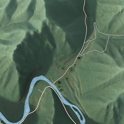 Close-up of the map of Raysal, West Virginia print showing street and building detail