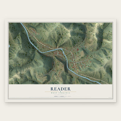 Reader, West Virginia map print, the full design