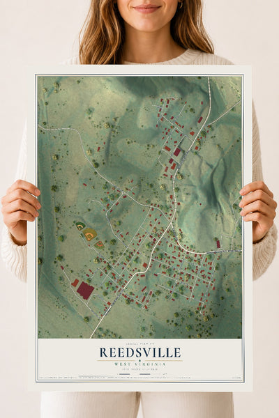 Map of Reedsville, West Virginia, 18 x 24 inch unframed archival matte print